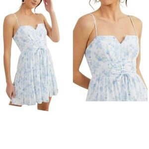 Altar’d State Jodee Floral Mini Dress Coastal Ruffle Feminine Size Medium NEW